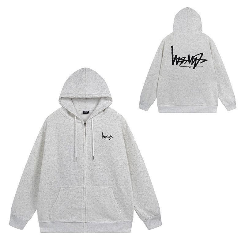 Stussy Graphic Zip Up Hoodie Letter Streetwear Casual Pullover Jacket