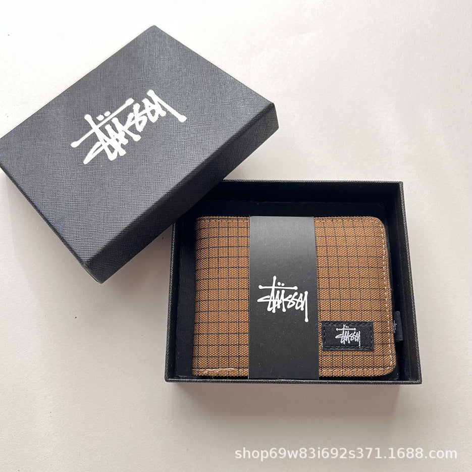 Stussy Canvas Bifold Wallet Multi Pattern Card Holder Coin Purse