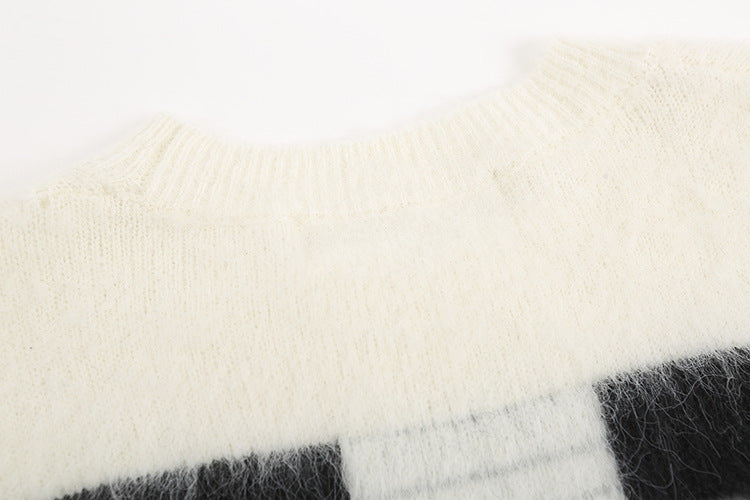 Gradient Dye Arrow Graphic Crew Neck Knit Sweater