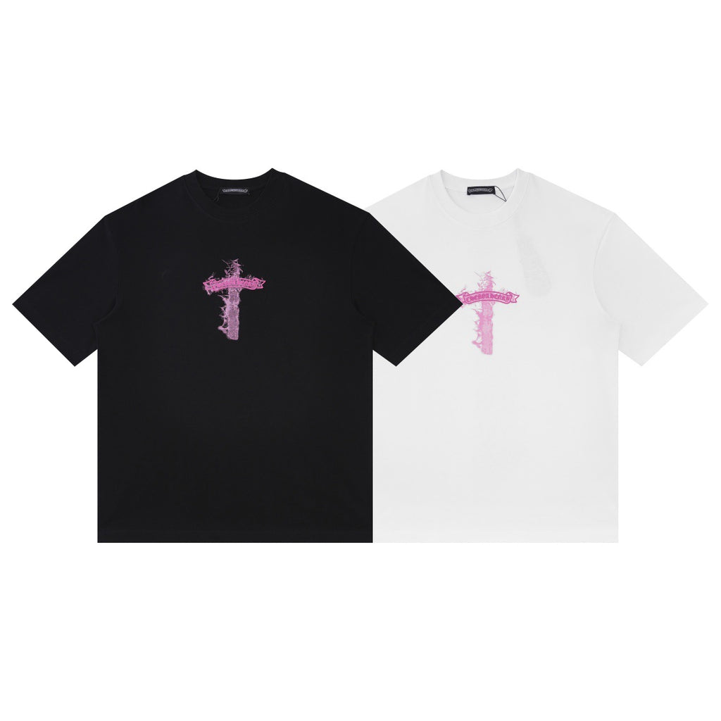 Chrome Hearts Color Sanskrit Cross Horseshoe Print Short Tee Unisex