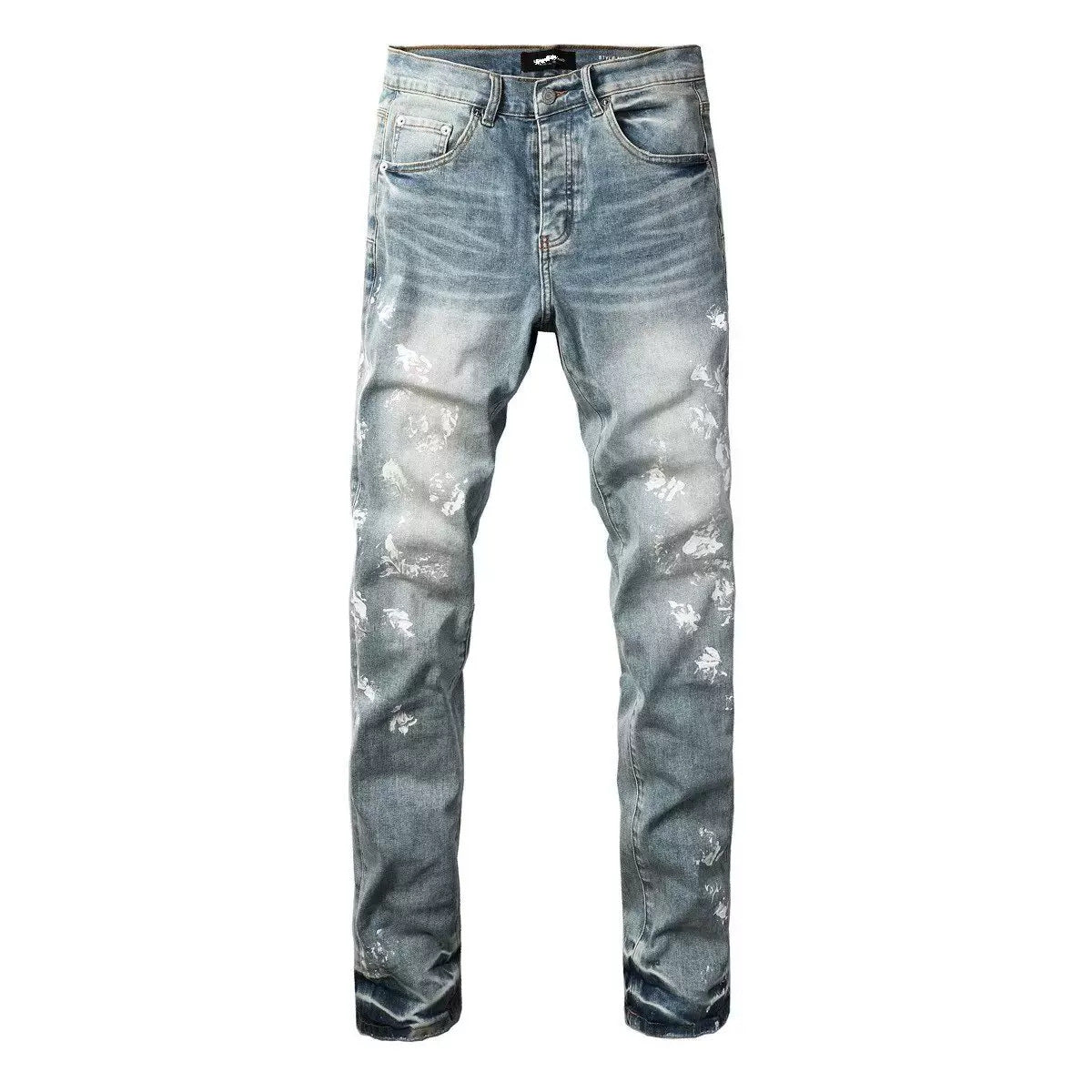 Purple Brand Men Stretch Skinny Ripped Printed Embroidered Denim Jeans