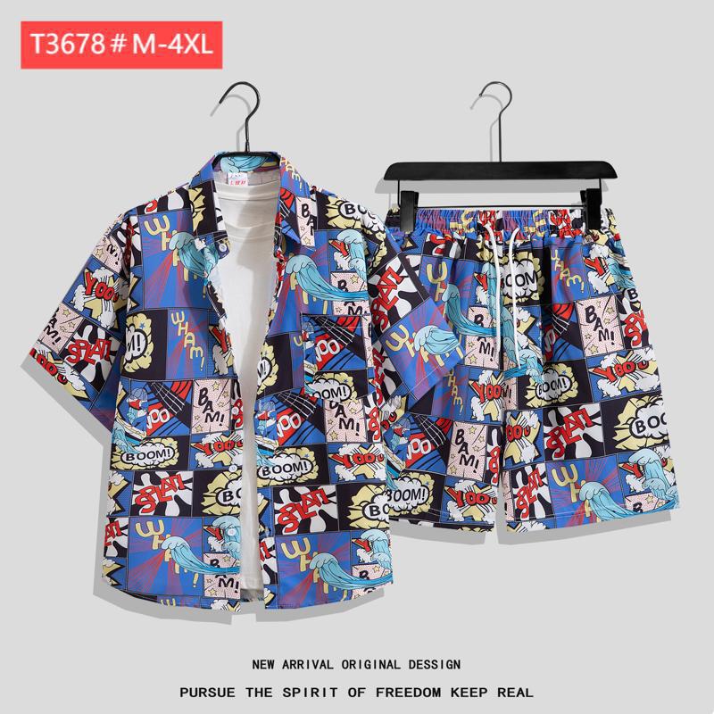 Couple Hawaiian Floral Set Loose 5 Inch Shorts T3664-T3699