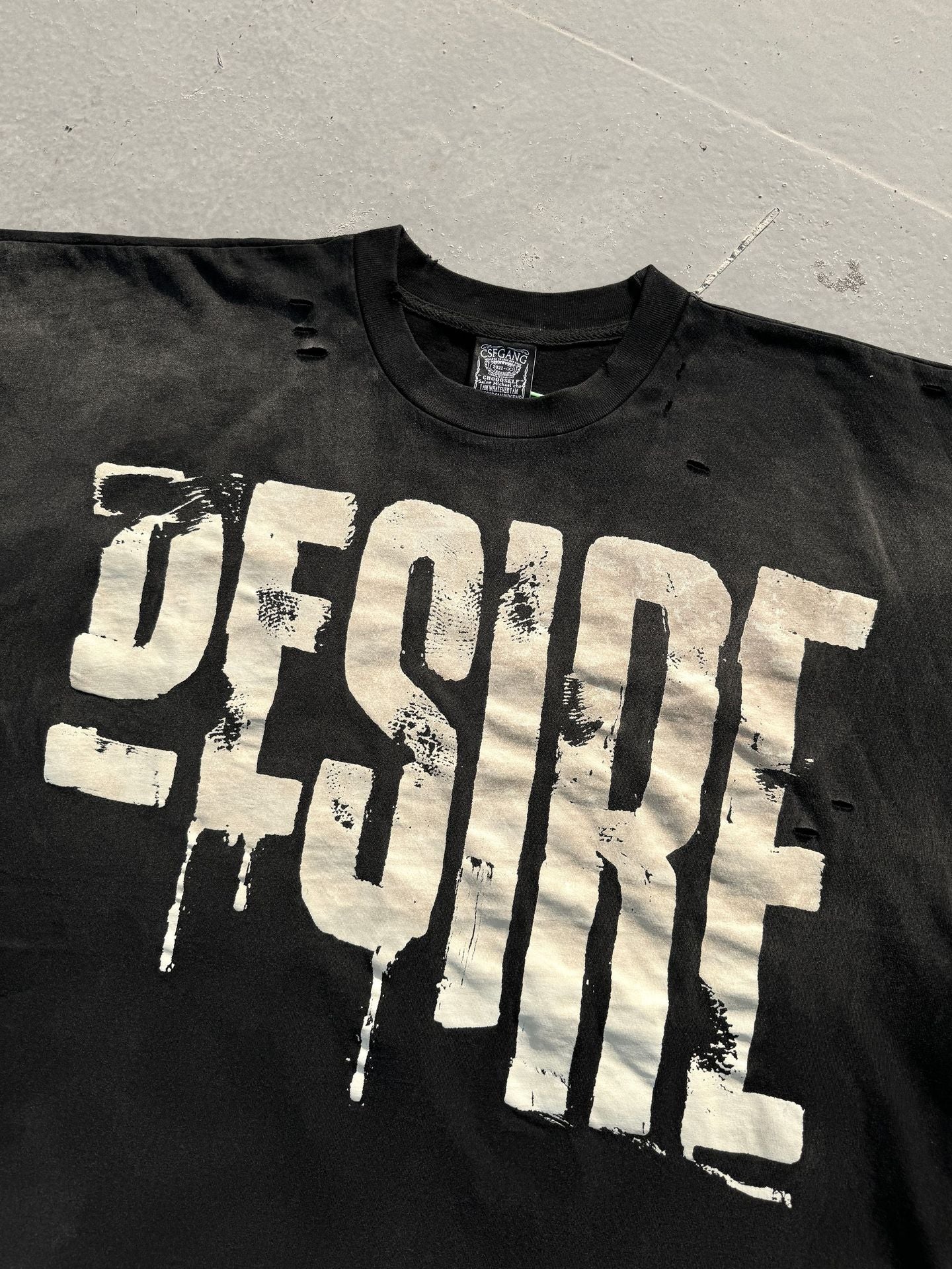 Washed Distressed Drip Letter Print Crew Neck Short Sleeve T Shirt