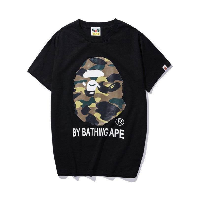 BAPE Camo Shark Ape Head Print Crew Neck Short Sleeve T‑Shirt Unisex
