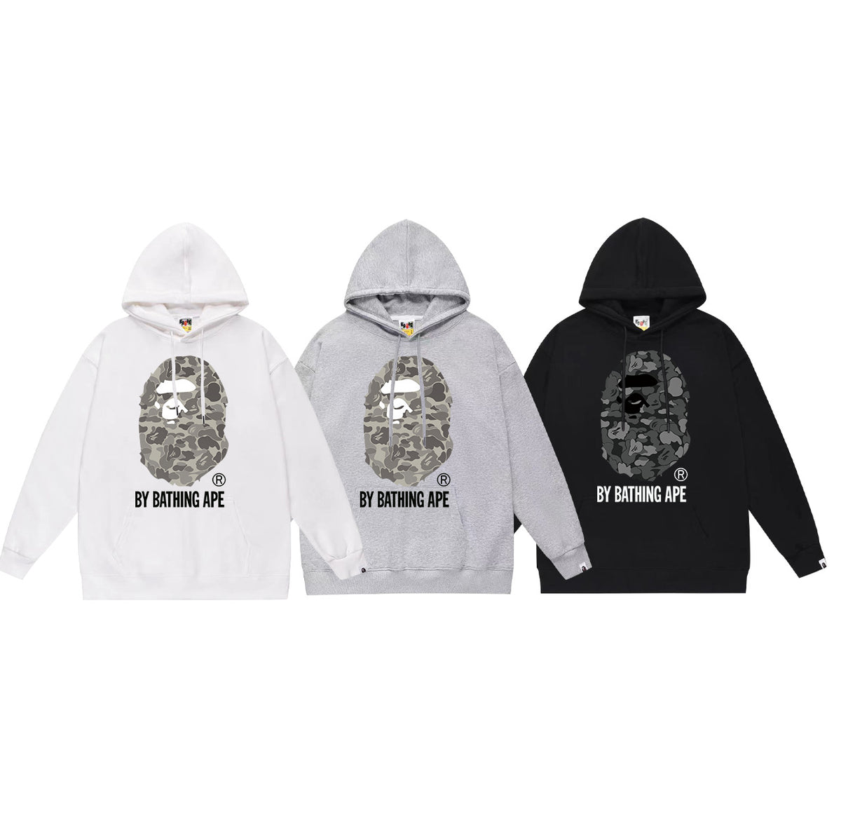 Bape Camo Ape Head Graphic Vintage Washed Oversized Hoodie Streetwear