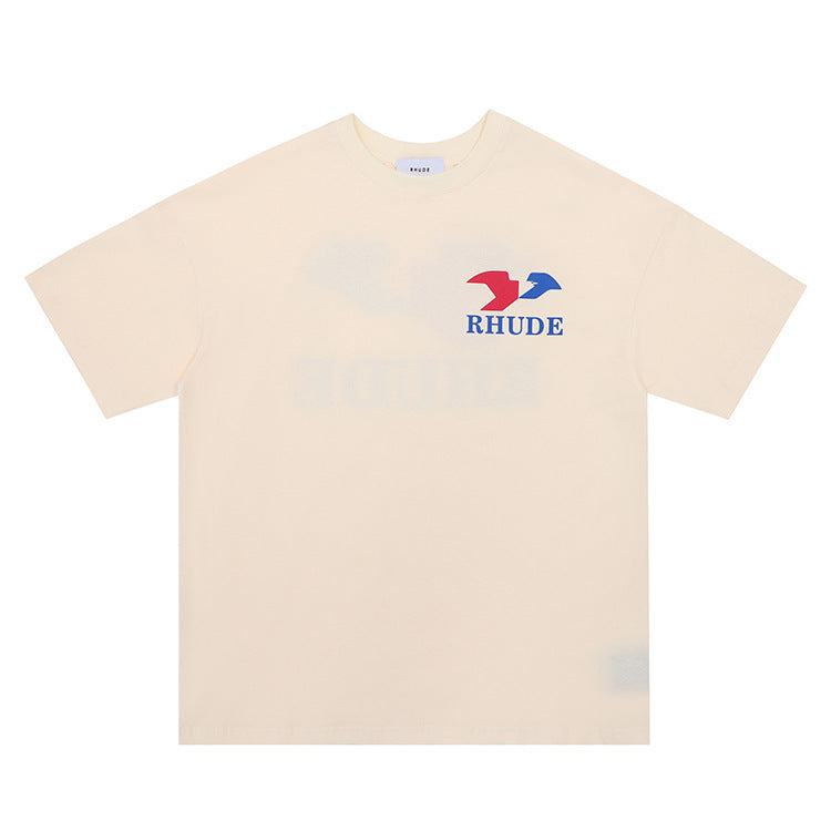 Rhude Graphic Tees Vintage High Street Loose Couple Crew Neck T-Shirt
