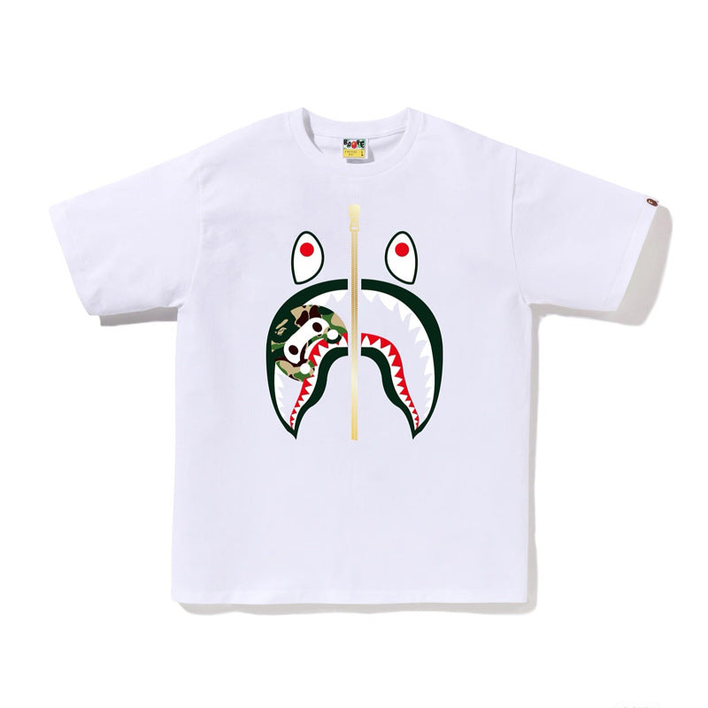 BAPE Ape Head Shark Print Unisex Casual T-Shirt