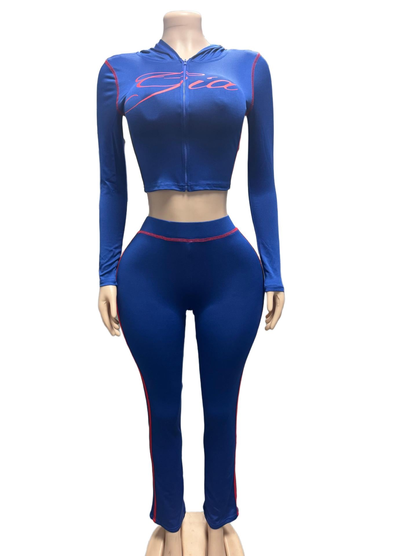 I.AM.GIA Contrast Trim Zip Hoodie Pants 2 Piece Set Women