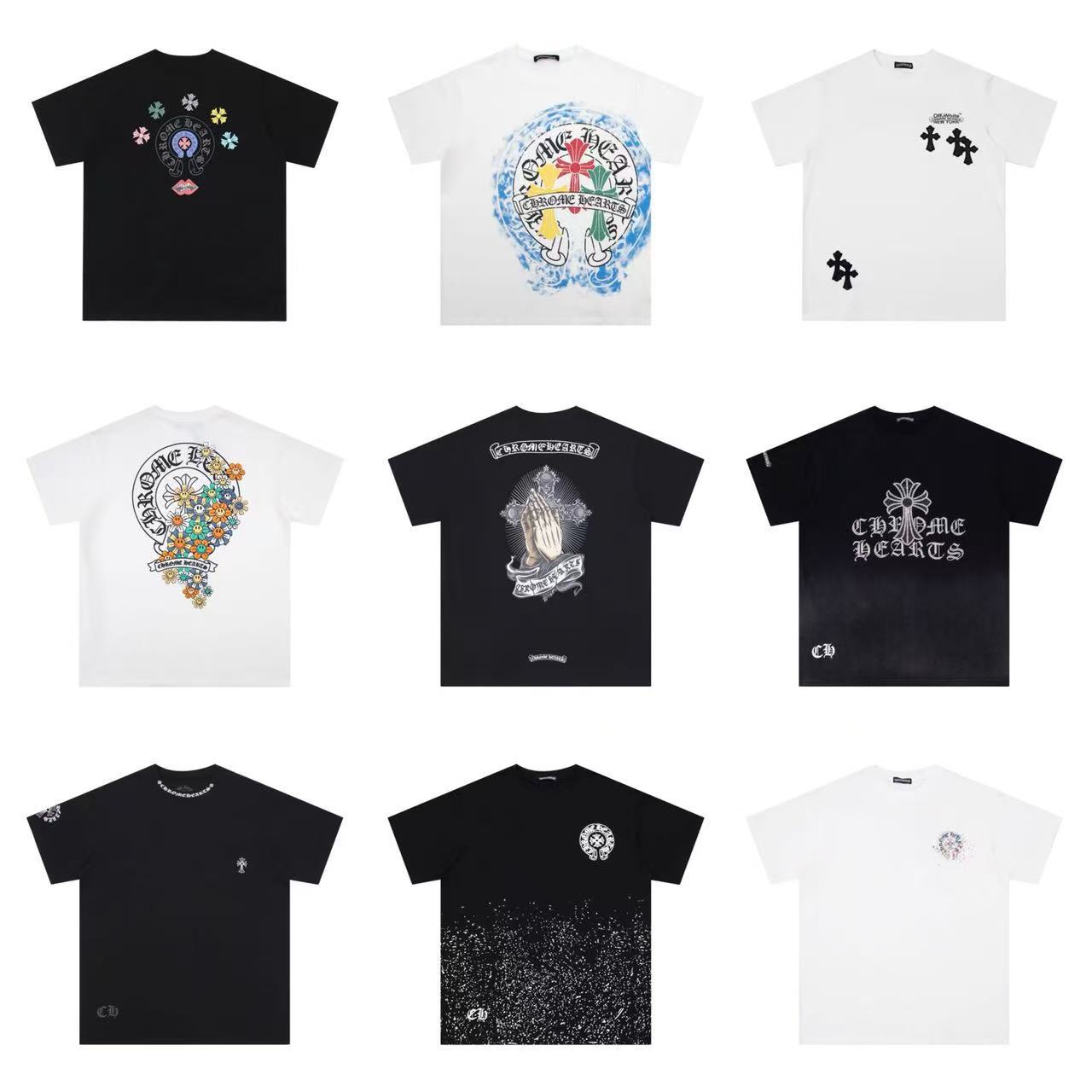 Chrome Hearts Horseshoe Cross Floral Crew Neck T‑Shirt Unisex