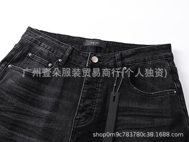Amiri Washed Distressed Embroidered Slim Tapered Denim Jeans Unisex