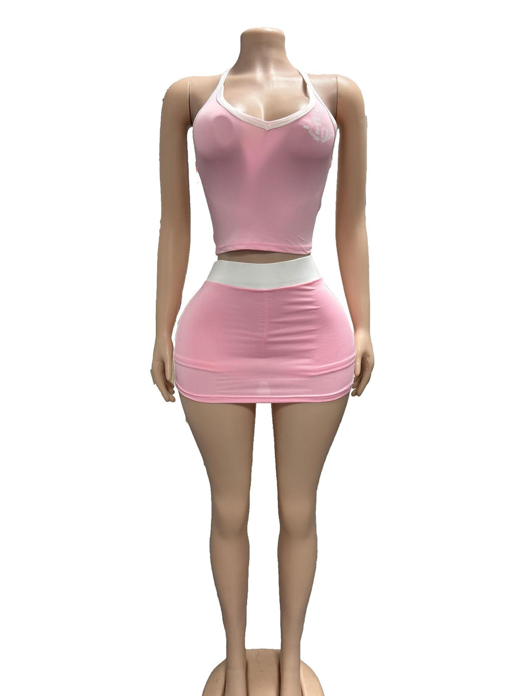 I.AM.GIA Letter Print Halter Top Skort 2 Piece Set Women