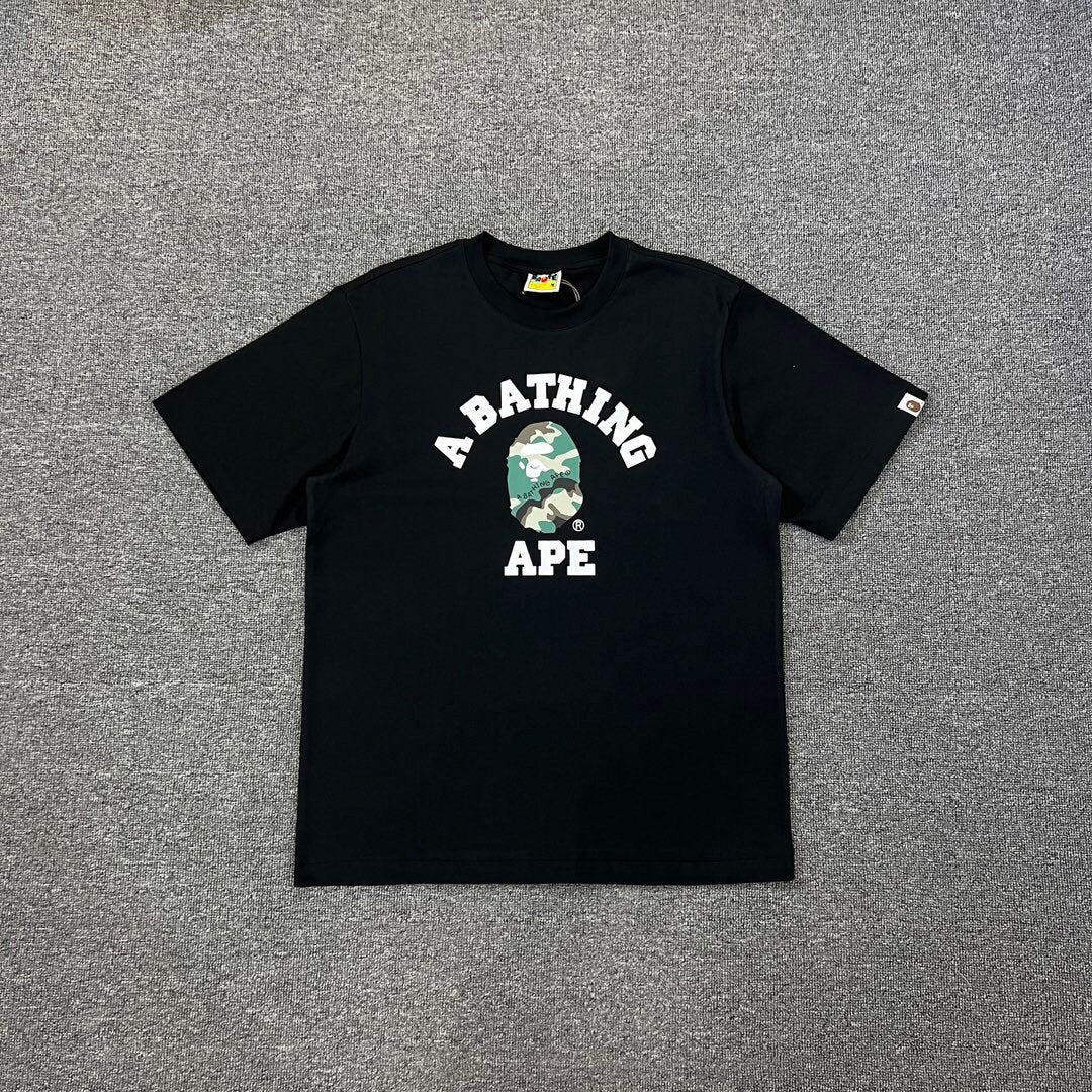 BAPE Classic Camo Ape Head Letter Print Loose Unisex Casual T-Shirt