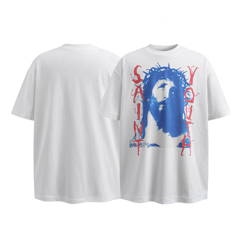 Saint Michael Vintage Washed Distressed Hole Loose Streetwear T-Shirt