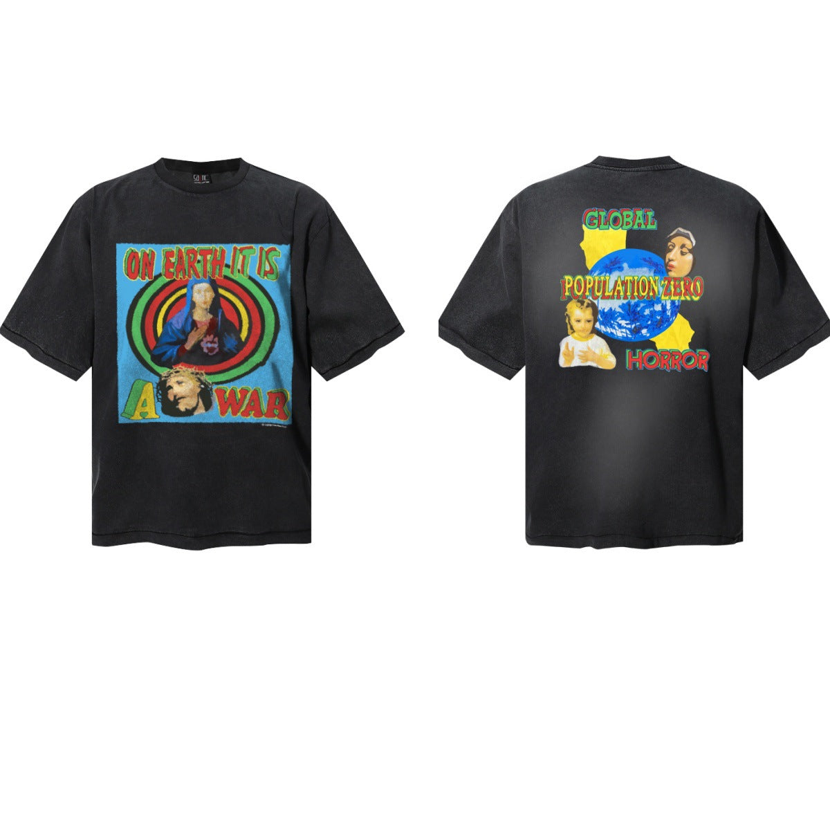 Saint Michael Vintage Washed Graphic Print Loose Streetwear T-Shirt