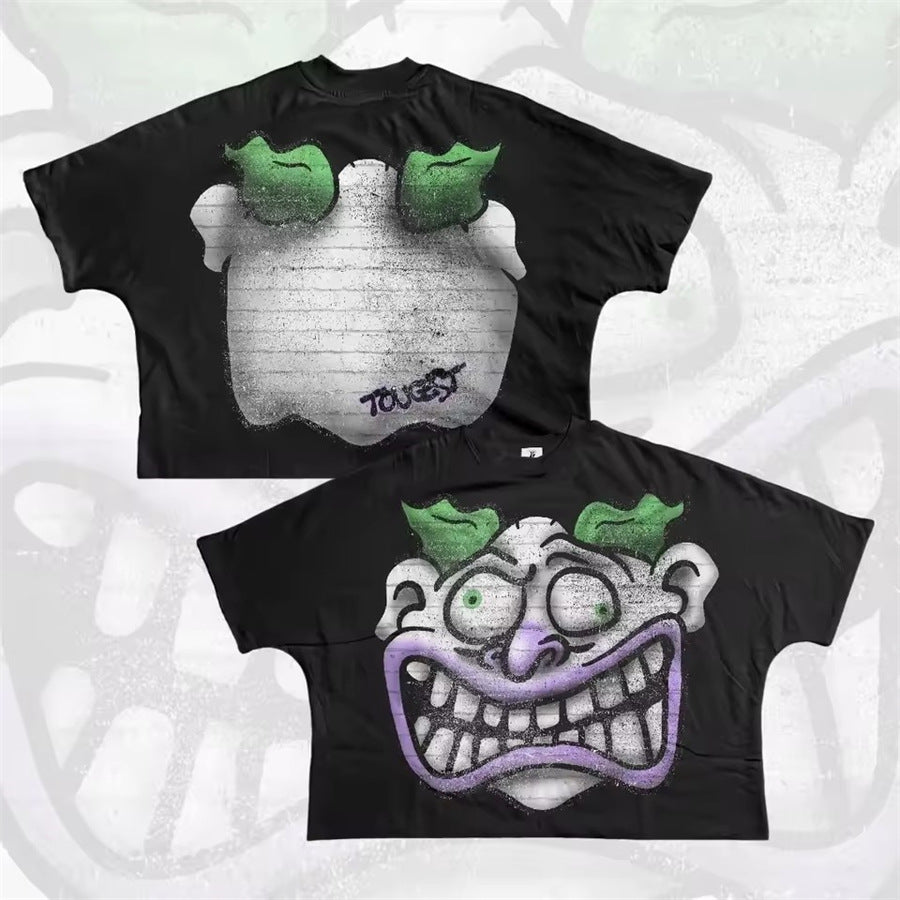 Y2K Hip-Hop-Cartoon-Charakter-Grafik Unisex Oversized Streetwear Baumwoll-T-Shirt