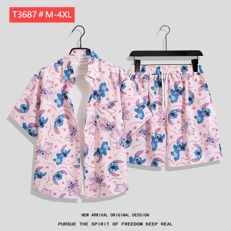 Couple Hawaiian Floral Set Loose 5 Inch Shorts T3664-T3699