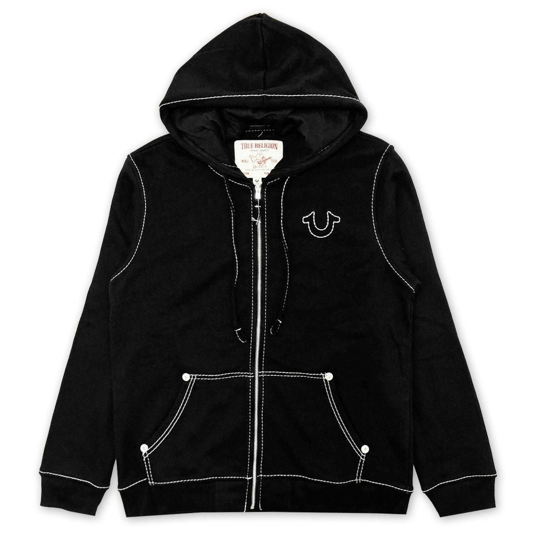 Y2K Vintage Stitch Zip Up Hoodie Horseshoe Embroidery
