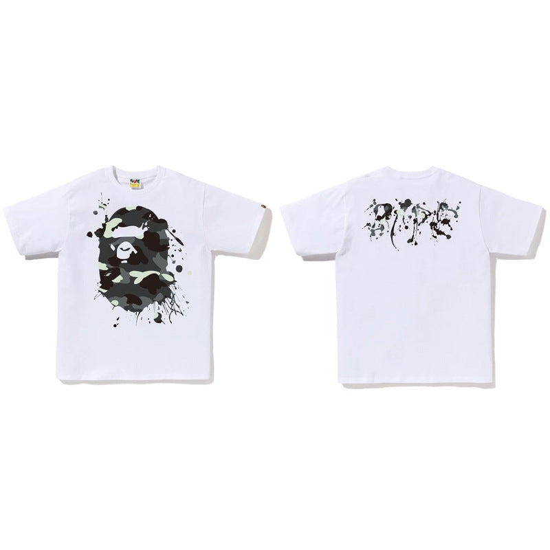 BAPE Ape Head & Shark Graphic Tee Loose Unisex Streetwear T-Shirt