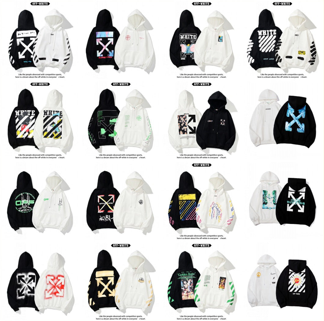 Off White Arrow Graphic Print Hoodie Streetwear Unisex