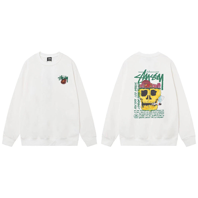 Stussy Graphic Crewneck Sweatshirt 8 Ball Dice Street Casual Pullover
