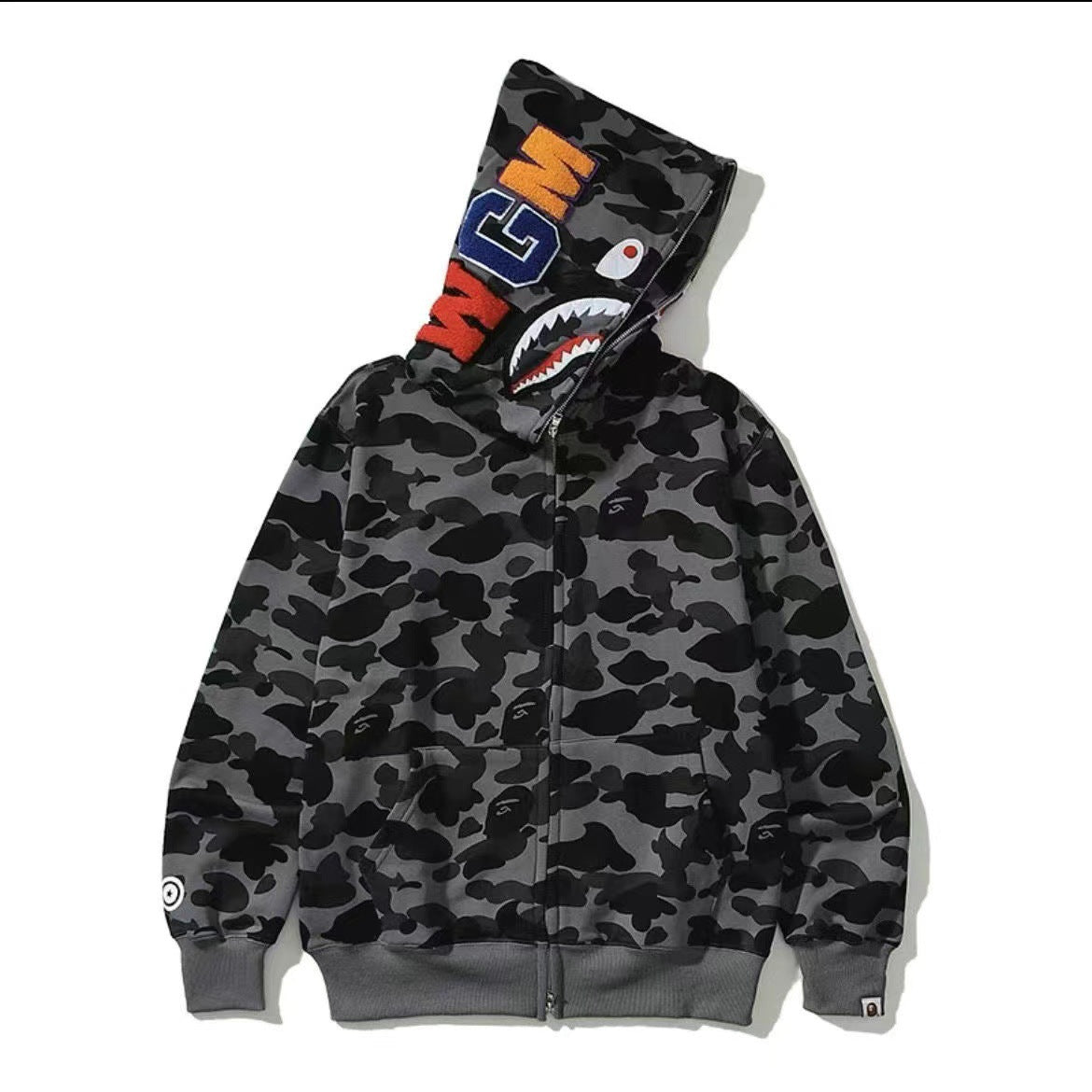 BAPE Shark Ape Head Camo Embroidered Zip Up Hoodie
