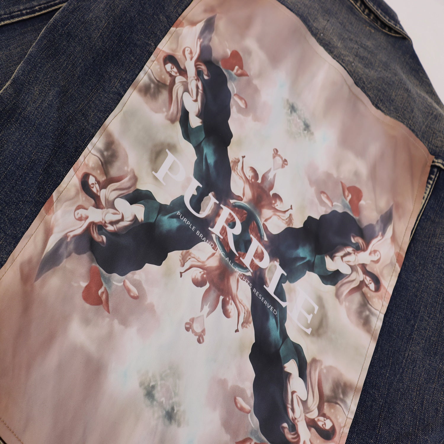 Purple Brand Bandana Print Trucker Denim Jacket Unisex