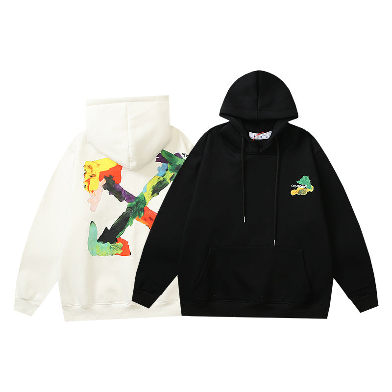Off White Arrow Graphic Print Hoodie Streetwear Unisex