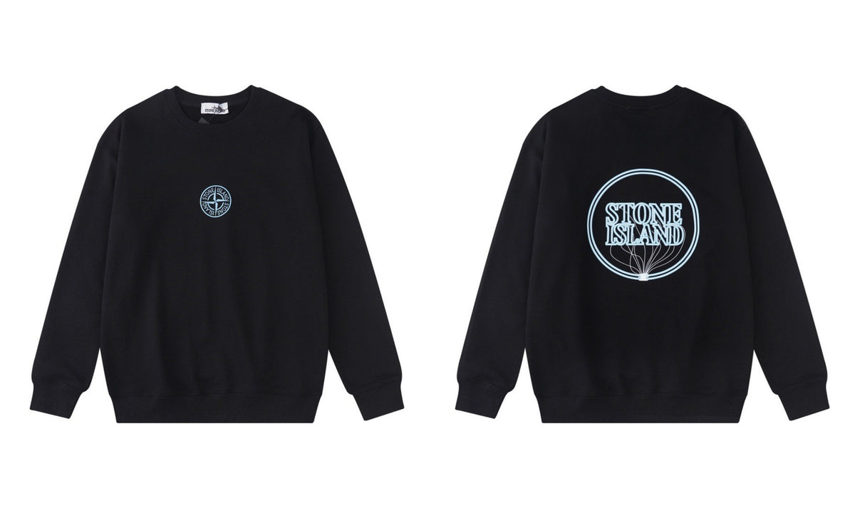 Stone Island Compass Print Crewneck Sweatshirt Men Autumn Pullover