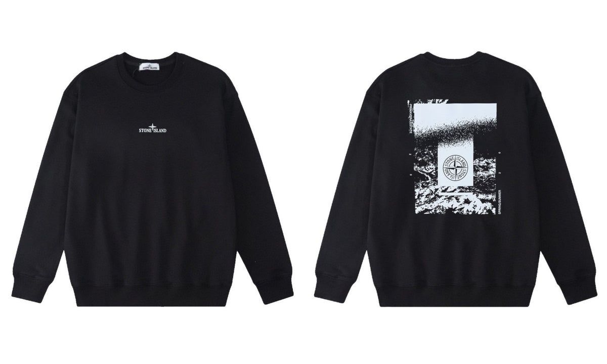 Stone Island Compass Print Crewneck Sweatshirt Men Autumn Pullover