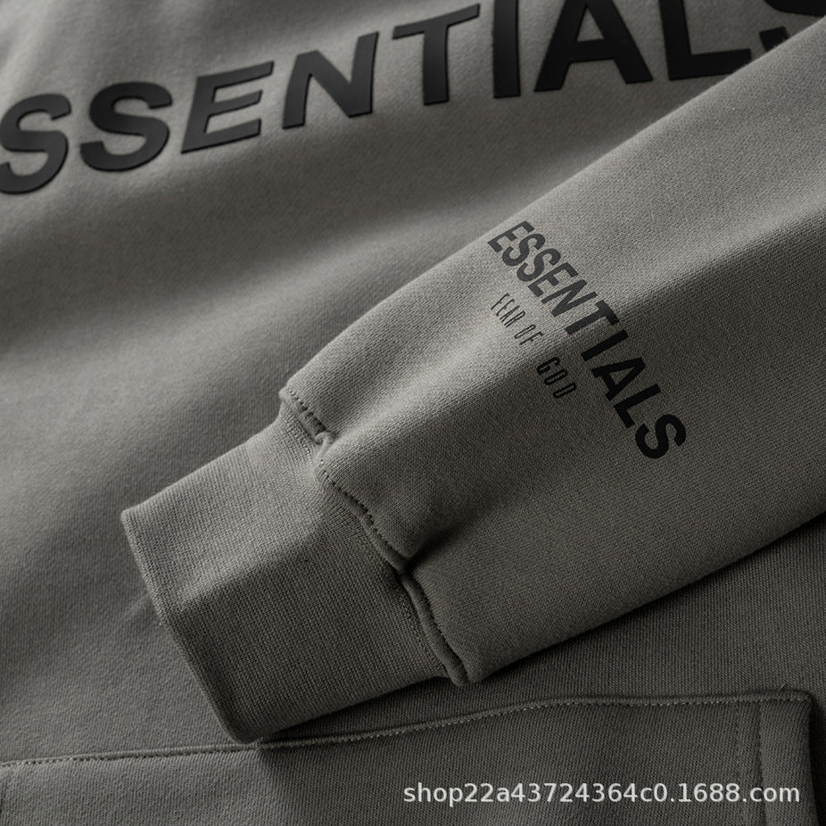 Fear Of God Essentials Silicone Letter Print Fleece Hoodie Unisex