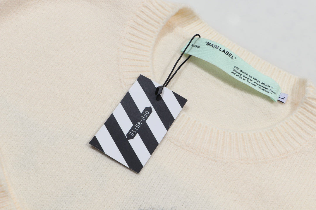 Fluffy Letter Embroidery Streetwear Crew Neck Knit Sweater