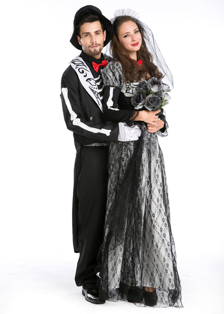 Halloween Men & Women Vampire Skeleton Gothic Cosplay Couple Sets