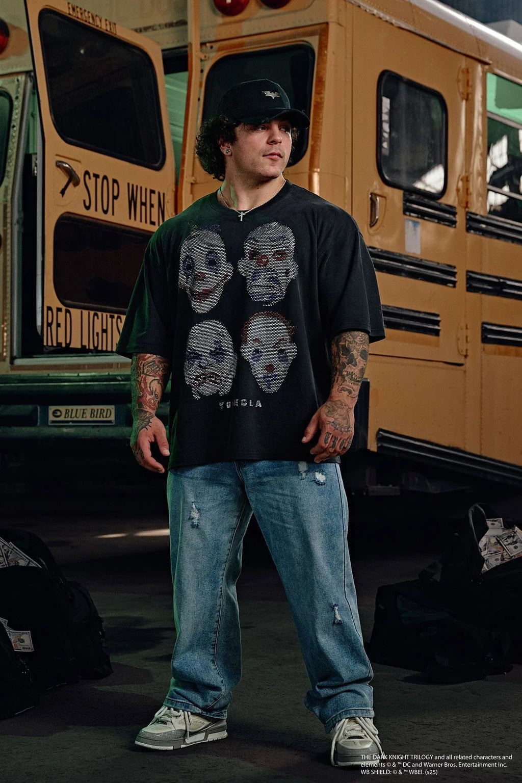 YOUNGLA 4257 Batman Rhinestone Tees