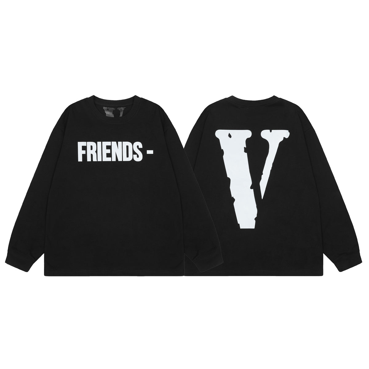 VLONE Big V Graphic Long Sleeve Tee Streetwear Cotton Oversized Shirt