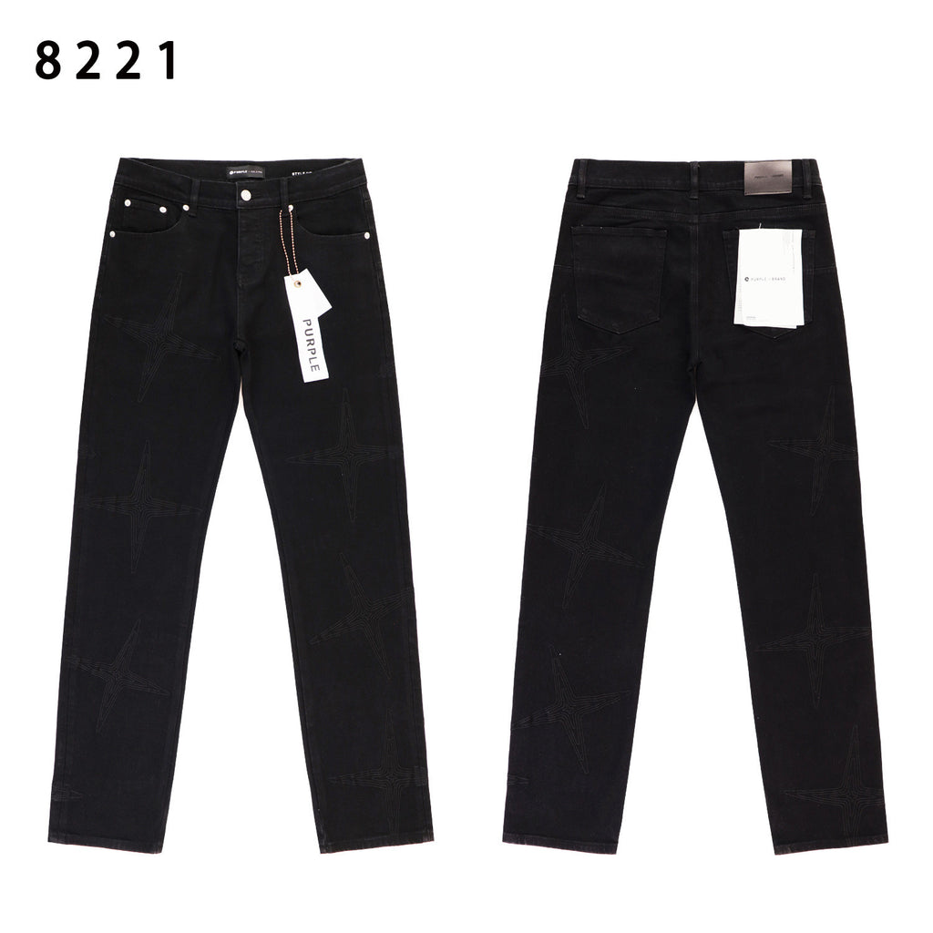Purple Brand Star Embroidery Skinny Denim Jeans Unisex
