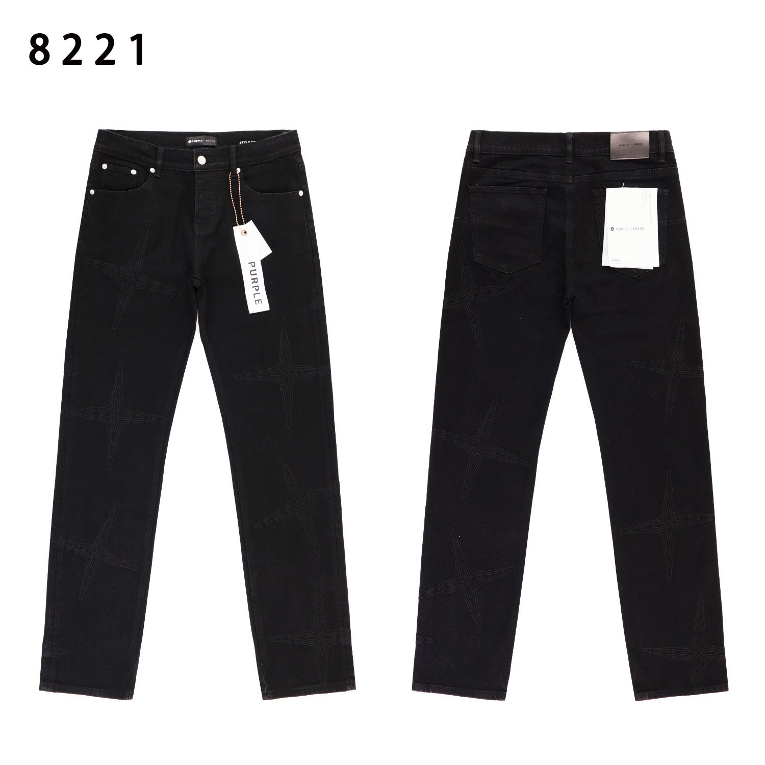 Purple Brand Star Embroidery Skinny Denim Jeans Unisex