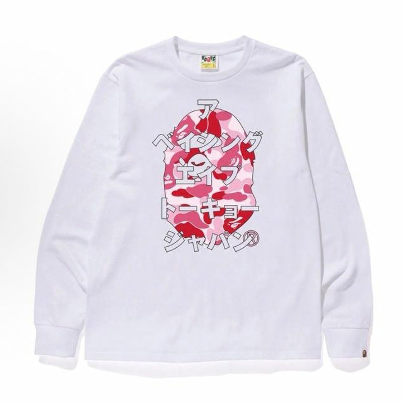 Bape Baby Milo Camo Ape Head Graphic Oversized Long Sleeve Tee Street