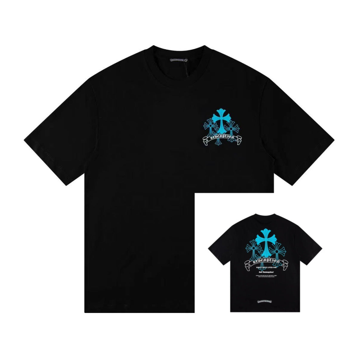 Chrome Hearts Color Sanskrit Cross Horseshoe Print Short Tee Unisex