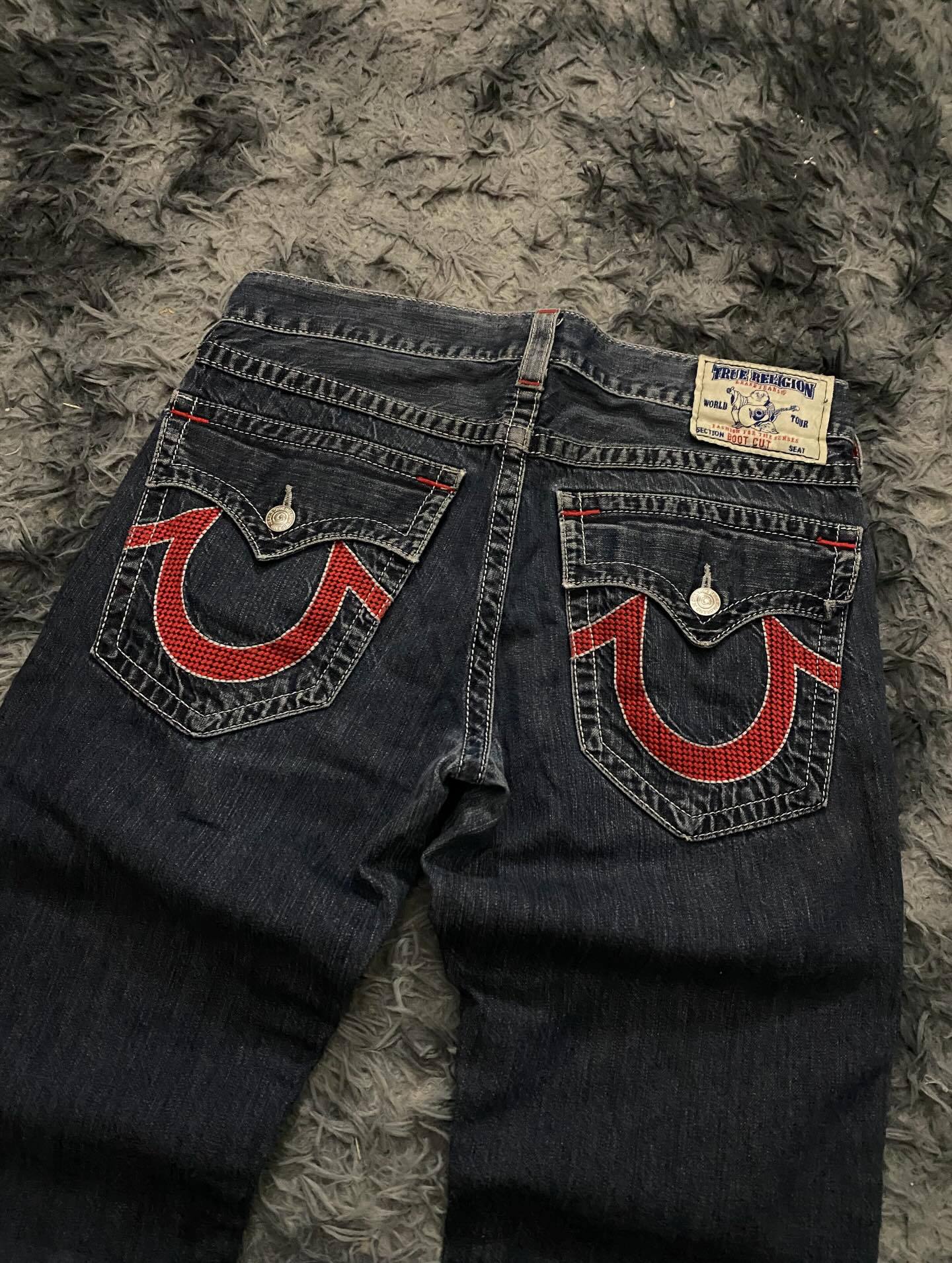 Vintage Horseshoe Embroidery Flare Denim Jeans