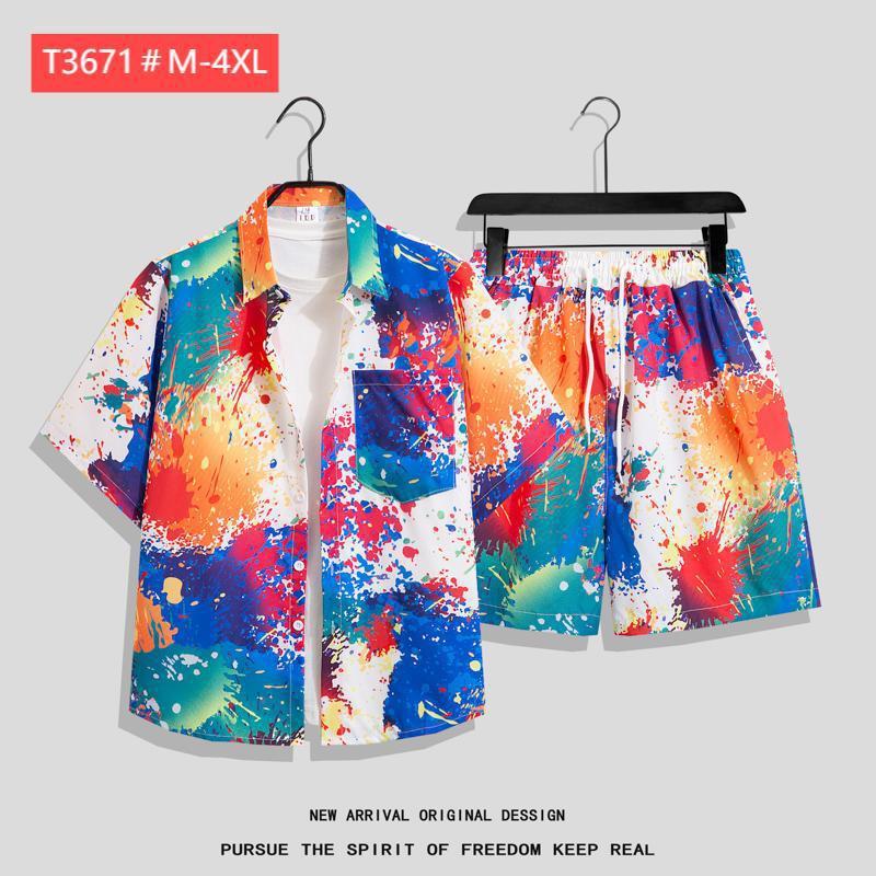 Couple Hawaiian Floral Set Loose 5 Inch Shorts T3664-T3699