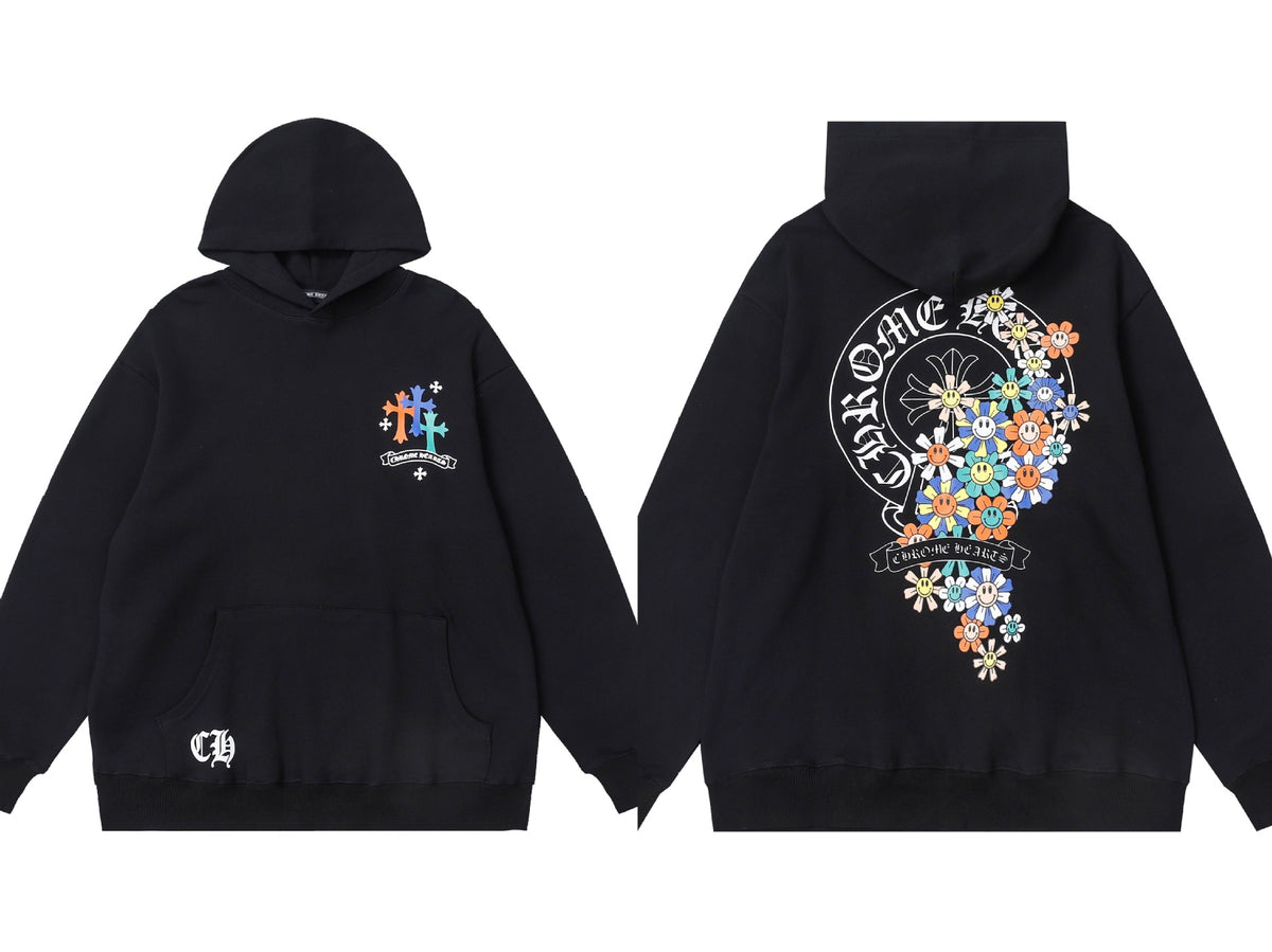 Chrome Hearts Horseshoe Cross Hoodie Goth Streetwear Graphic Pullover