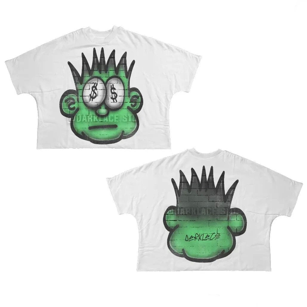 Y2K Punk Cartoon Hip Hop Grafik Unisex Oversized Streetwear Baumwoll-T-Shirt