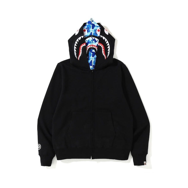 BAPE Shark Camo Print Full Zip Streetwear Hoodie Unisex