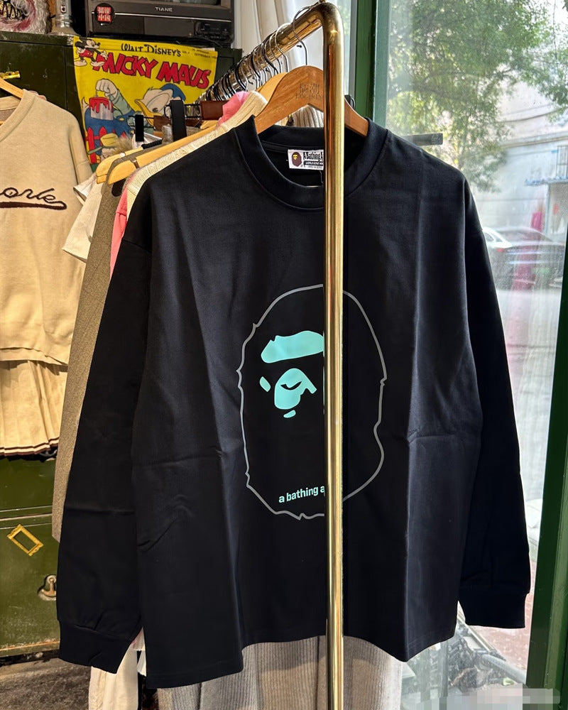 Bape Baby Milo Camo Ape Head Graphic Oversized Long Sleeve Tee Street