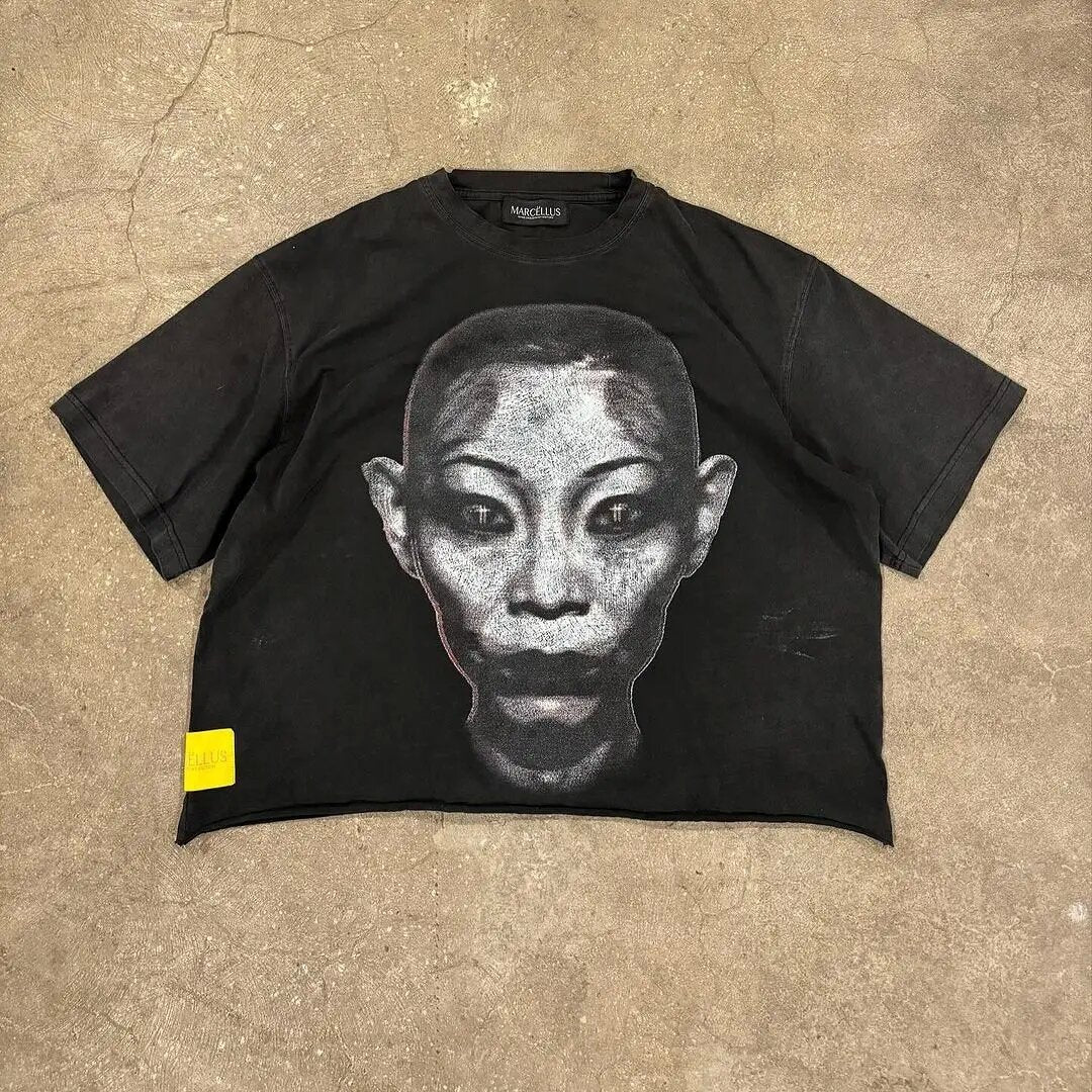 Y2K Cartoon- & Anime-Grafik Unisex Oversized Streetwear Baumwoll-T-Shirt