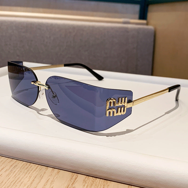Miu Miu MU 54YS Y2K Rimless Gradient Narrow Frame Womens Sunglasses