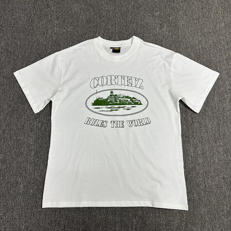 Corteiz Alcatraz Logo Letter Crew Neck Short Sleeve T‑Shirt Unisex