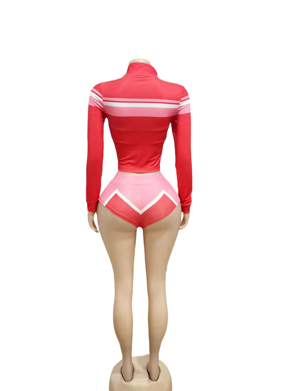 Y2K Color Block Zip Crop Jacket Bikini Short 3 Piece Set