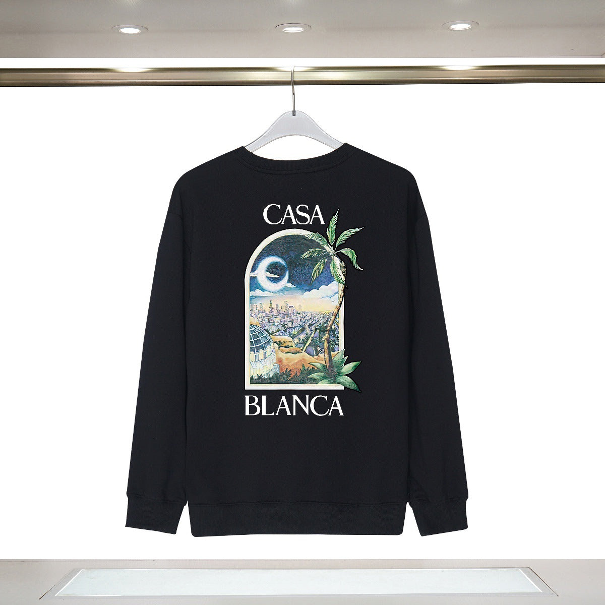 Casablanca Art Graphic Crewneck Sweatshirt Vintage Casual Pullover