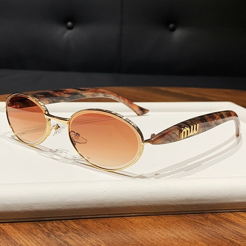 Miu Miu SMU52YS Sardine Oval Metal Sunglasses Gradient Lens Women Y2K